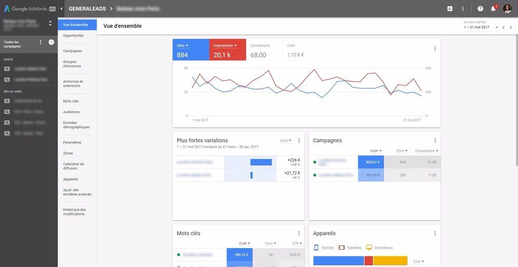 Nouvelle interface AdWords : vue d'ensemble